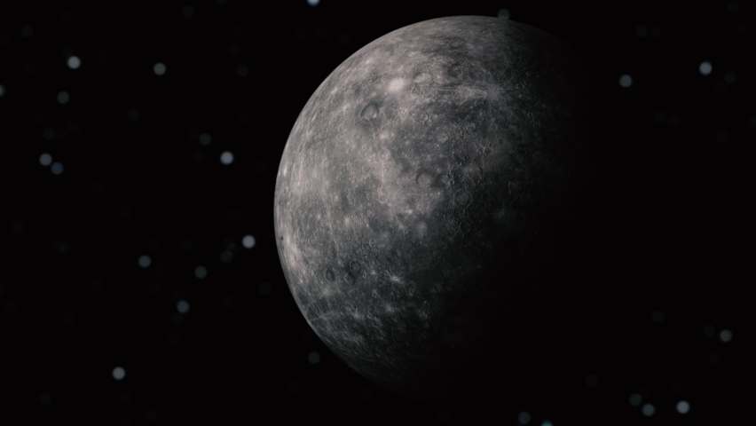 Focus on  rotating planet mercury in space. planet with copy space. cinematic look | Shutterstock HD Video #1090318485