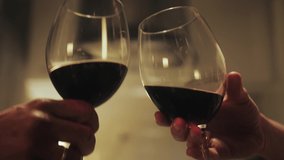 Romantic date dinner, couple drinking wine making cheers with glasses during dinner at home. - Powered by Shutterstock - Get 15% off with code: PIKWIZARD15