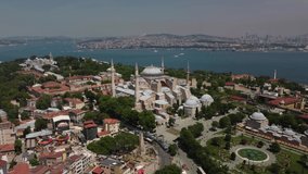The beautiful drone footage of Hagia Sophia Grand Mosque, formerly the Church of Holy Wisdom  Istanbul, Turkey 