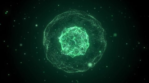 Abstract medicine background. Body cells under the microscope. Animated stem cell. 3D rendering. 4k animation.