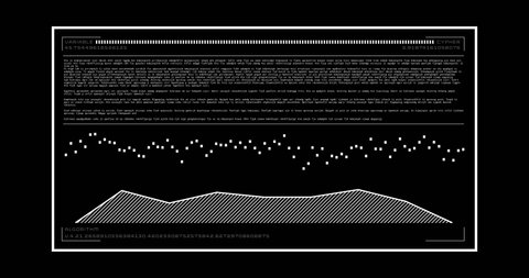 Animation of data processing on computer screen over black background. data processing, digital interface and computing concept digitally generated video.