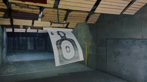 Paper target in the shape of man moves in a dash