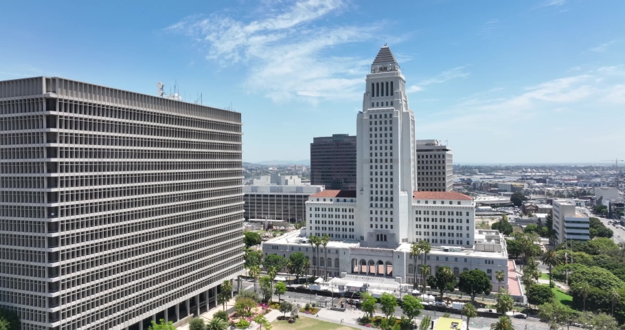 Los Angeles City Hall center of the government of the city of Los Angeles, California. County courthouse building in California. Los Angeles, CA, USA, May 10, 2022.