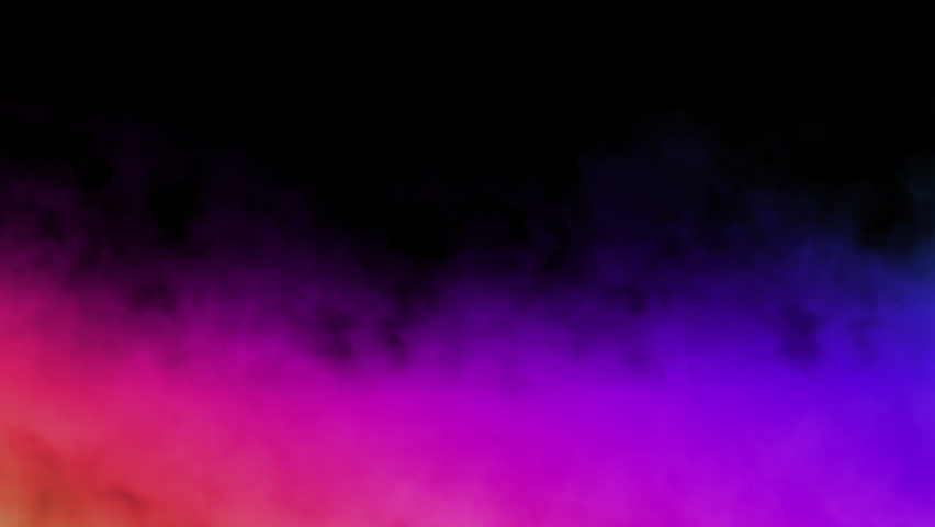 Abstract futuristic background with purple smoke illuminated by multicolored neon light moving to the up, mystic steam, design template, smoky pattern, loop stock video.