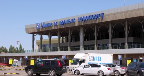 Bishkek, Kyrgyzstan - May 13, 2022: Entrance of Manas International Airport