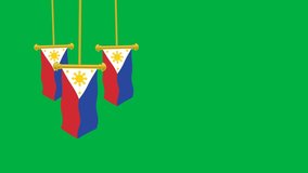 Philippines flag waving footage like royal residency on green screen. Animation for nation holiday and government.