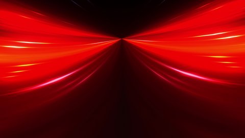 Loop glowing red yellow neon symmetric digital technology lights Particles hyper space in dark tunnel. 4K 3D Abstract visualizer seamless loop of flying Particles in tunnel. Abstract hyperspace tunnel
