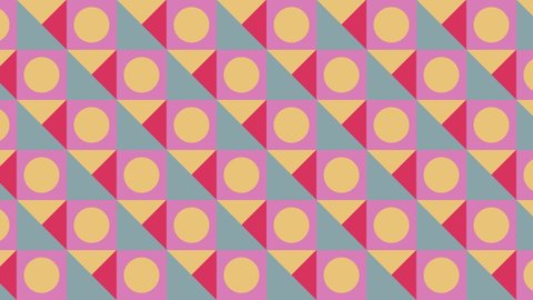 Abstract animated pattern with geometric tiles. Dynamic very peri violet elements in geometric pattern. Seamless loop motion graphic background in a flat design