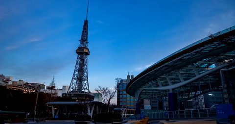 NAGOYA, JAPAN - January 07, 2018:  Cityscape of Nagoya with The Oasis 21 and Nagoya TV Tower in Nagoya, Japan. morning time.