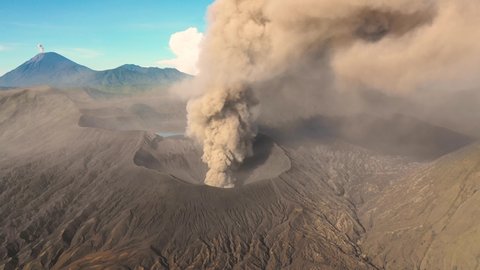 Batok vulcan erupting in indonesia