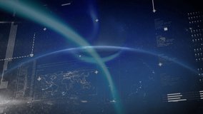 Animation of data processing over globe on blue background. global business, data processing and digital interface concept digitally generated video. - Powered by Shutterstock - Get 15% off with code: PIKWIZARD15