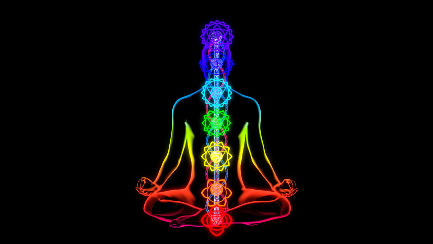 looped 3d animation of the human chakra system according to Vedic treatises Royalty-Free Stock Footage #1090370081
