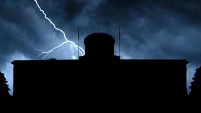 Thunderstorm and Lightning  Flash over the Ohio Statehouse located in downtown of Columbus city - Powered by Shutterstock - Get 15% off with code: PIKWIZARD15