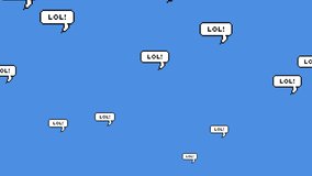 Animation of lol texts on blue background. social media and communication interface concept digitally generated video. - Powered by Shutterstock - Get 15% off with code: PIKWIZARD15