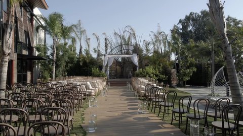 Path leading to the chuppah. Filmed by drone.