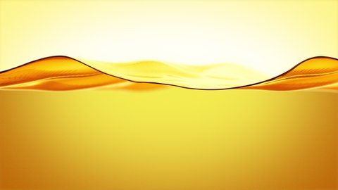 Oil Liquid Slow Motion Waving Seamless. Abstract Golden Oil Surface Close-up on White Background Flowing Looped 3d Animation. 4k UHD 3840x2160. 