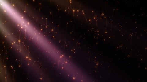 Loop optical lens flares light with trails particles  flow animation on top left black background. 4K seamless loop dynamic kinetic bright star light rays effect. Star light streaks. 