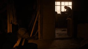 elderly man glasses read book in attic loft house window. old antique vintage upstairs loft covered dust cobwebs. Lonely retired pensioner veteran abandoned dwelling. silhouette front wooden window - Powered by Shutterstock - Get 15% off with code: PIKWIZARD15