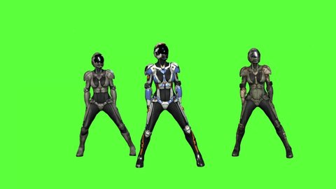 3d Sci-Fi Girl Dancing Green Screen Animation