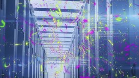 Animation of colorful shapes and data processing over server room. global technology, light and pattern concept digitally generated video. - Powered by Shutterstock - Get 15% off with code: PIKWIZARD15