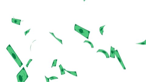 Animation of falling money on a white background