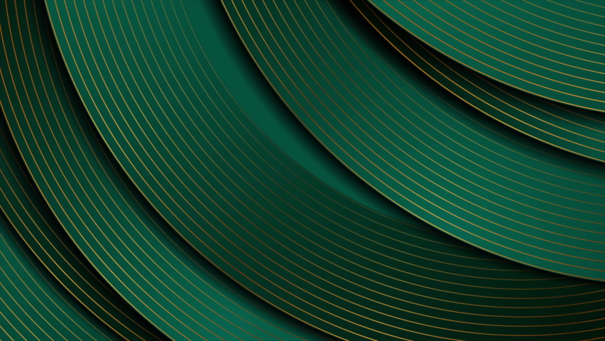 Dark green and golden abstract tech geometric wavy motion background. Seamless looping. Video animation Ultra HD 4K 3840x2160 Royalty-Free Stock Footage #1090412851