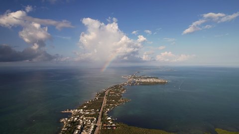 An aerial footage of the Florida keys in Florida, USA