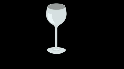 Loop animation of a glass of wine falling and breaking, on a transparent background