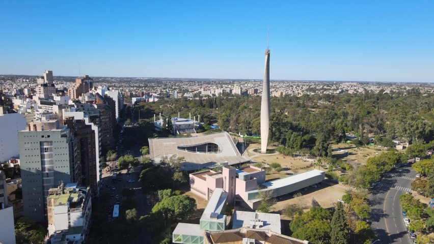 Aerial view with drone in the city of Cordoba Argentina. SHOT IN 4K