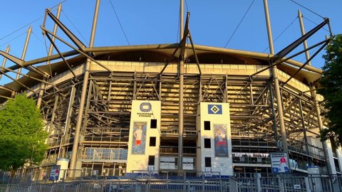 Hamburg HSV Soccer stadium called Volksparkstadion - CITY OF HAMBURG, GERMANY - MAY 14. 2022