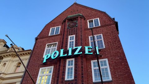 Police station called Davidswache at Hamburg Reeperbahn Entertainment and red light district - CITY OF HAMBURG, GERMANY - MAY 14, 2022