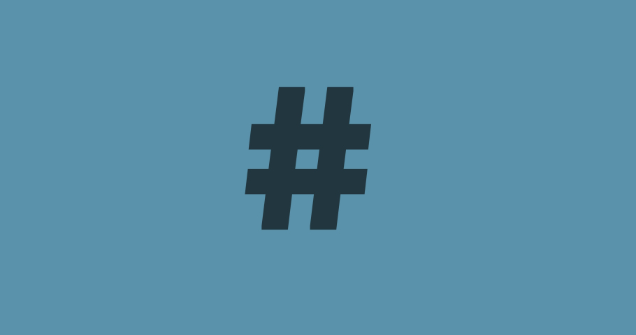 Animation of hashtag over media icons. social media and digital interface concept digitally generated video.
