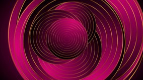 Luxury golden and purple geometric abstract motion background with circles. Seamless looping. Video animation Ultra HD 4K 3840x2160