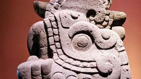 video of the head of an aztec deity shown in the museum of anthropology in mexico city