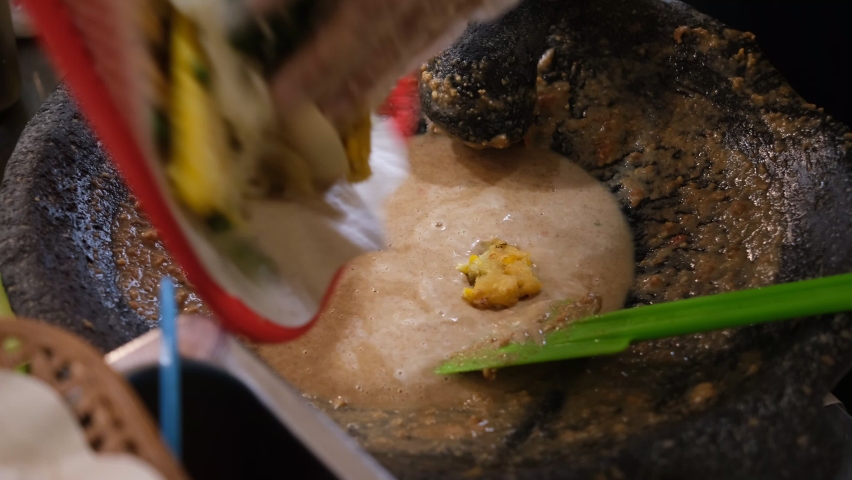 stir the vegetables and beans to make a Gado-Gado. Indonesia food.