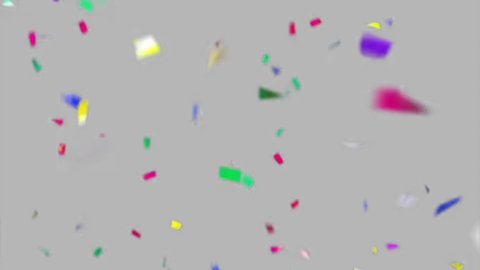 Colorful Confetti Falling On Gray mat Screen Background 3D Animation 4K. Celebrate the holidays. Easy to put it into your scene or video. confetti celebration, birthday party, anniversary party.