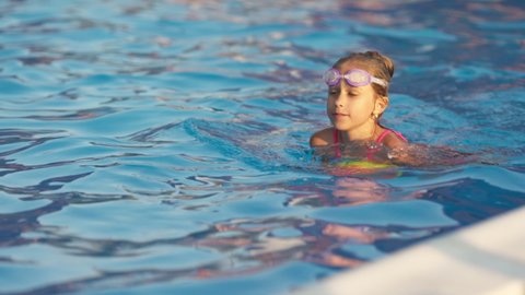 Little Girl Bright Pink Swimsuit Transparent Stock Footage Video (100% ...