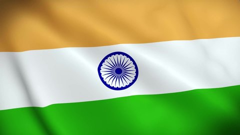 4K National Animated Sign of India, Animated India flag, India Flag waving, The national flag of India animated.