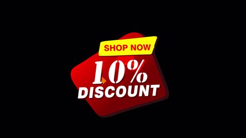 Animated Super Sale banner 10% off. Special offer discount shopping banner. Alpha Channel.