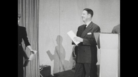 1940s: Lana Turner strides to microphone on sound stage, swaps lines with Bob Hope, makes joke at his expense.