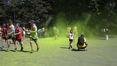 Olomouc, Czech Republic, May 14. 2022. Public spring paint race in local park taken by canon 5d