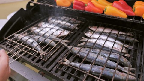 Grilled fish sardines, delicious and healthy.