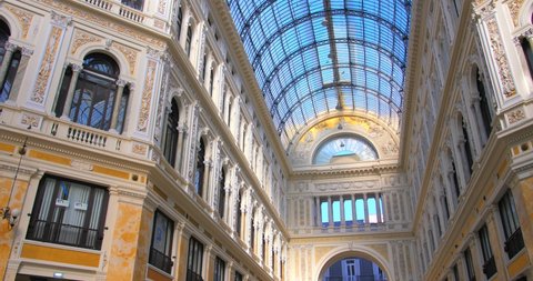 Naples , Italy - 05 09 2022: Interior Of Galleria Umberto I, Public Shopping Gallery