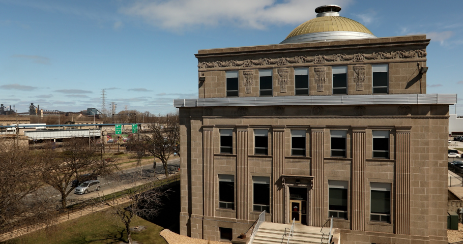 Afternoon light shines on the historic downtown center of Gary, Indiana, USA.