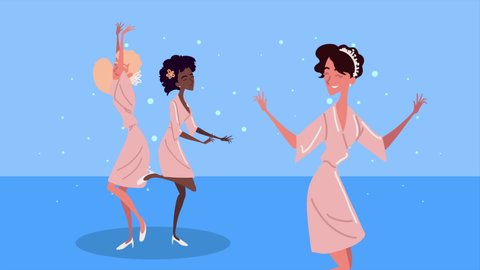 bridesmaids girls group characters animation ,4k video animated