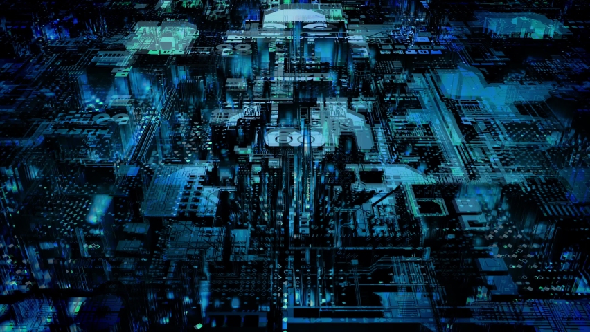 Blue abstract digital cyberpunk internet style moving background Royalty-Free Stock Footage #1090466707