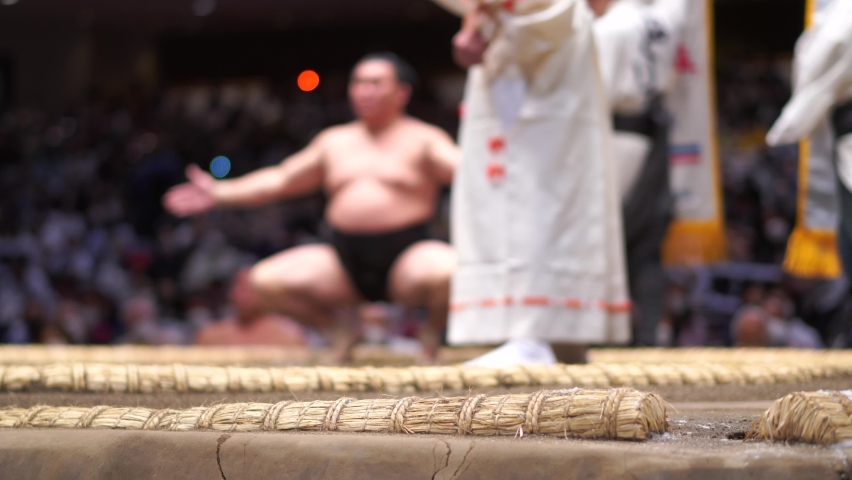 Sumo wrestling match in Tokyo Japan Royalty-Free Stock Footage #1090469277