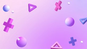 Abstract 3d geometric shapes loop animation. Modern background, seamless motion design, screensaver, backdrop. 4k animated poster banner. rotating objects, purple, pink colors