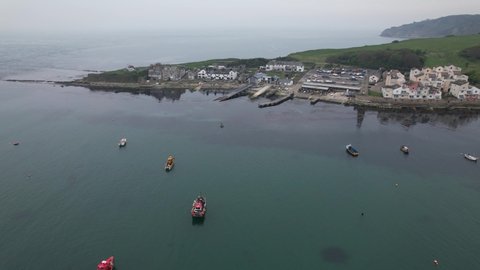 Peveril Point Swanage Dorset UK drone aerial view