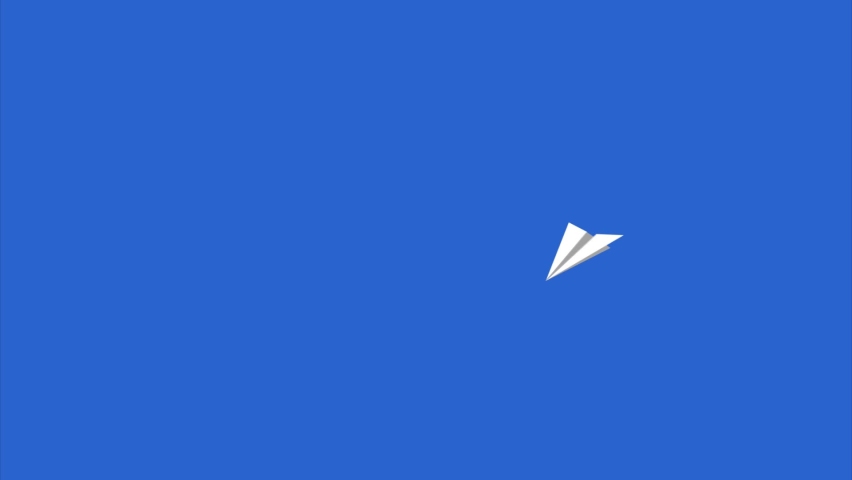 3D Paper Plane Flying to the Camera on Blue Background. Illustration animation Royalty-Free Stock Footage #1090481275